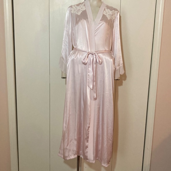 Linea Donatella LIngerie Set Pink Polyester Nightgown & Robe Size Medium Sexy - Picture 2 of 12